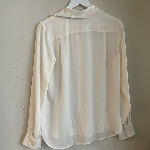 LOFT Ruffle Trim Button Down Blouse NWT - Picture 2 of 3